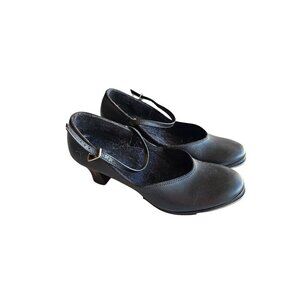 Black Mary Jane Heels With Ankle Strap & Low Heel For Women